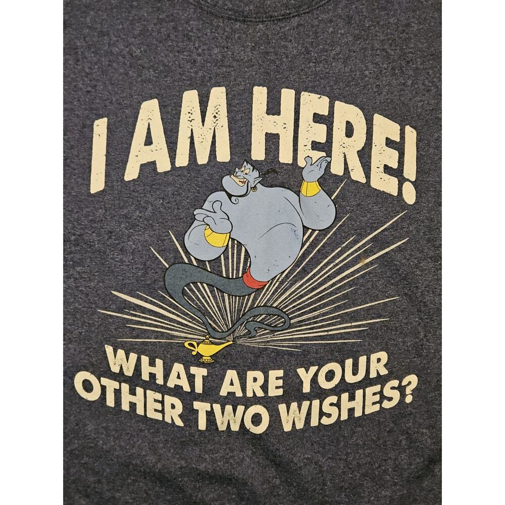 Disney Park Aladdin Genie Shirt I Am Here What Are Your Other Two Wishes XL Blue